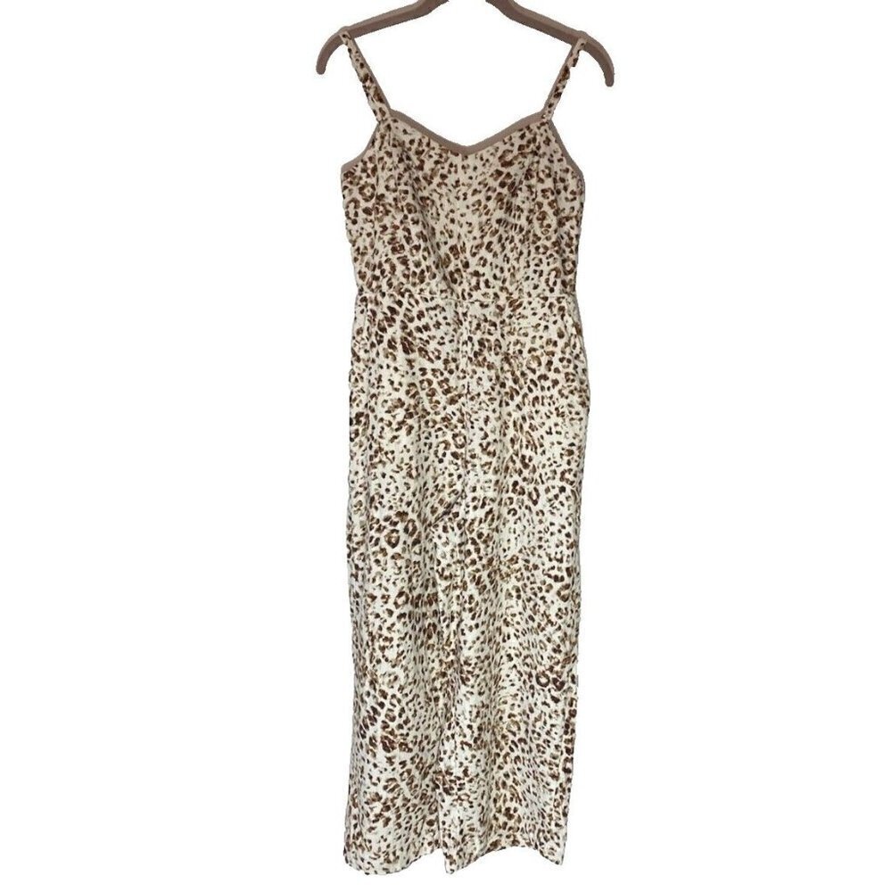 Old Navy Jumpsuit Animal Print Mob Wife Linen Blend Crop Women's Size S
